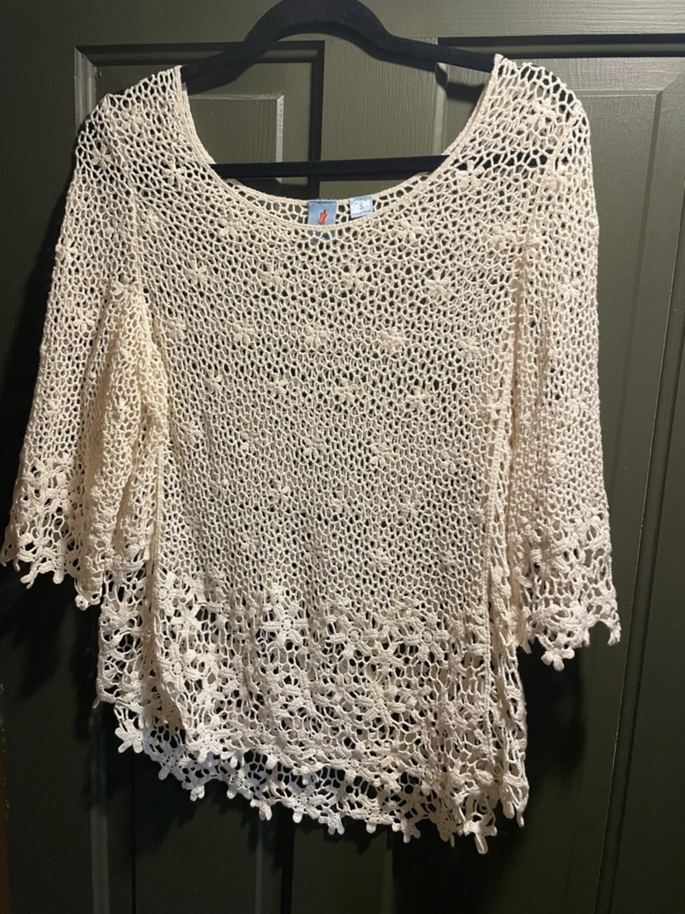 Cream Crochet Open-Knit Sweater Top